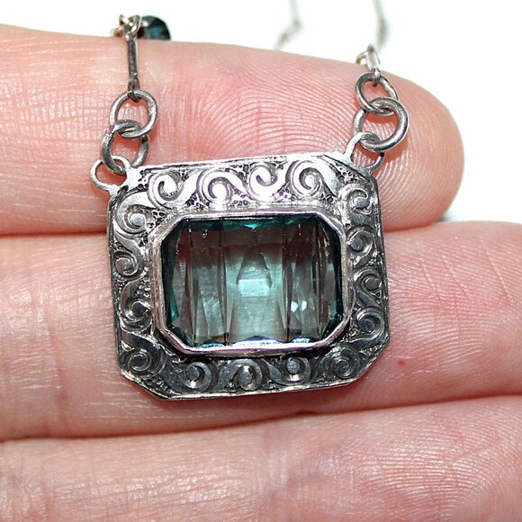 Sterling Silver Glass & Crystal Bead Necklace - Picture 8 of 8